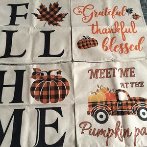Pillowcases Fall and Thanksgiving Set of 4 18inx 18in